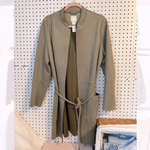 Faux Suede Olive Trench